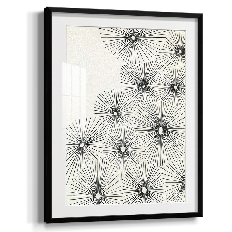 Parasol éclatant II, Papier avec cadre noir, Blanc