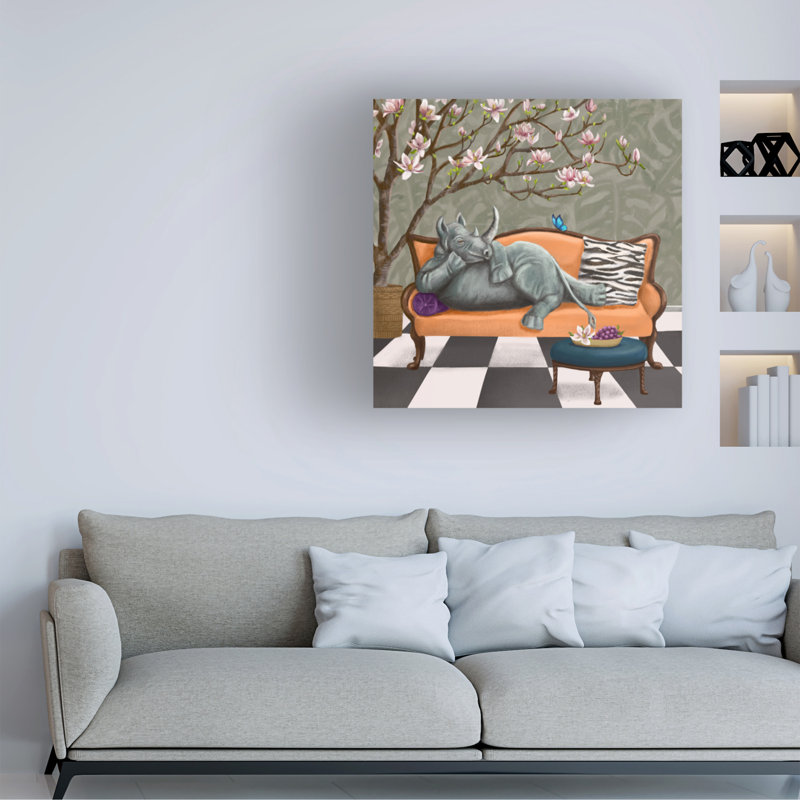 «Animals of Leisure 3» par Christine Rotolo - peinture sur toile tendue, H 14 po x l 14 po