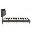 Structure de lit plateforme tapissier avec tête de lit moderne en tissu capitonné, ports USB, station de charge pratique, deux poches latérales, pas besoin de sommier-888513576-888513577