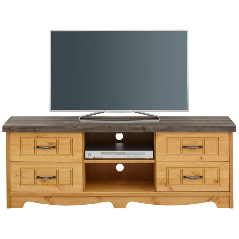 Unfinished TV Stand for TVs up to 65",  Natural Brown Oil/Grey