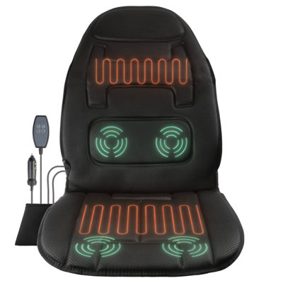 Stalwart Massage Chair Pad for Car Seat - Vibrating Heating Pad with 3 Massage Levels - Back Massager with Heat for Passenger or Driver Seat