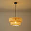 13.77" Hand-Woven Bamboo Rattan Hanging Light Shade, Rustic Farmhouse Style For Dining Living Room