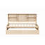Structure de lit simple avec bibliothèque latérale, deux tiroirs et port USB intégré pour une couleur naturelle-1578941855