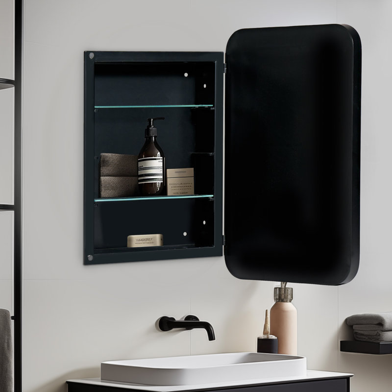 Bungert 16'' W 24'' H Framed Medicine Cabinet, Matte Black