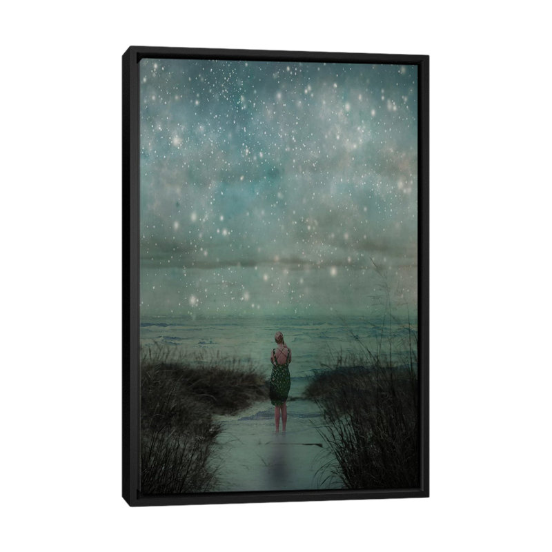 « céleste », impression sur toile, H 26 po x l 18 po x P 1,5 po, Toile avec cadre noir, Pas de tapis