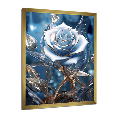 Rose dorée brillante dans la lumière du matin - art mural grand rose