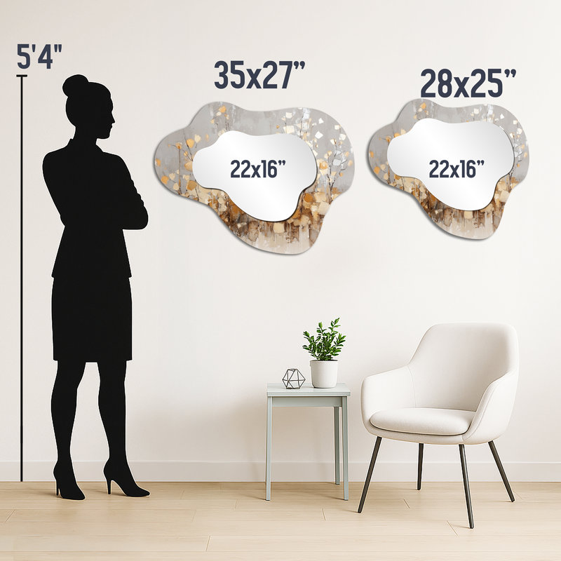 Miroir mural blanc - Horizon minimaliste, impression métallique, 27" x 35"