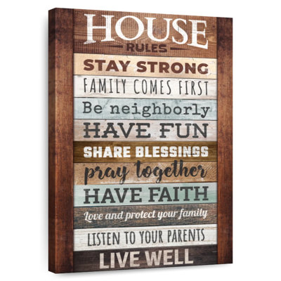 Plaque murale Kema Inspirational House Rules