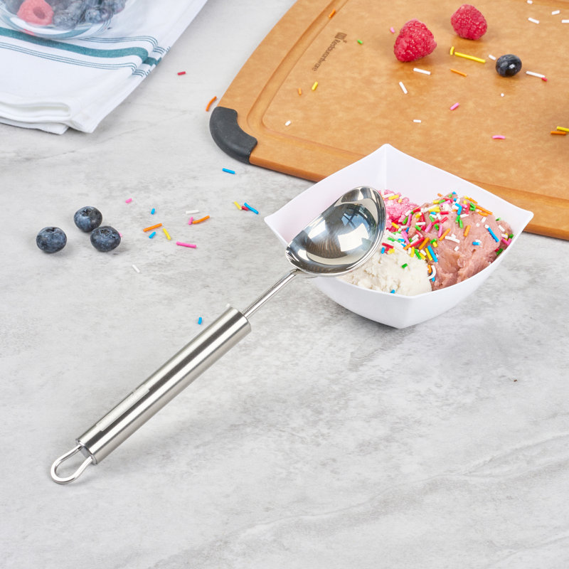 Cuillère à crème glacée en acier inoxydable pour restaurant - paquet de 6 - cuillère à crème glacée robuste standard allemand avec poignée ergonomique, lavable au lave-vaisselle - cuillère de cuisine pour gelato, sorbet, melon