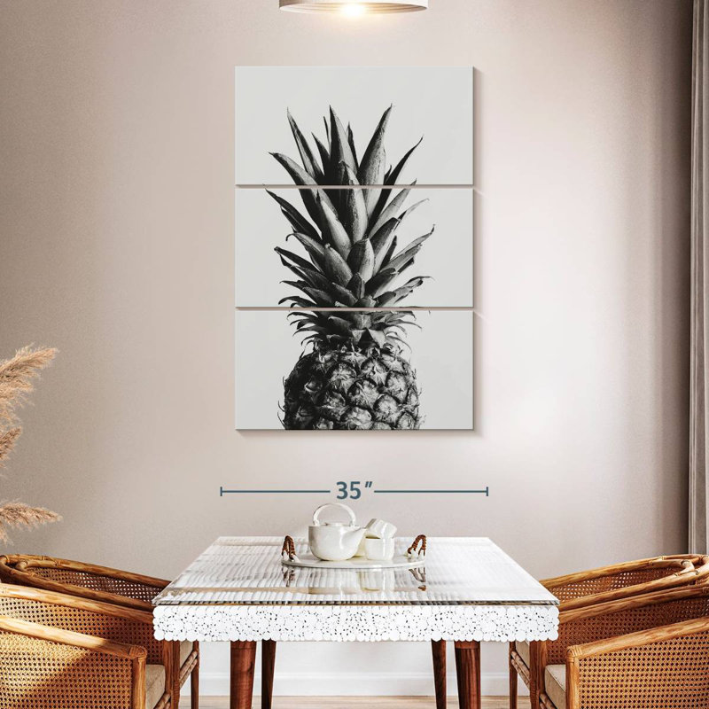 Yarlin Pineapple Black And White I, 50" H x 32" W