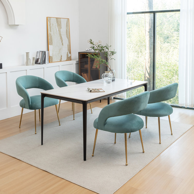 Chaise avec accoudoirs en velours Lokelani, 4, Vert