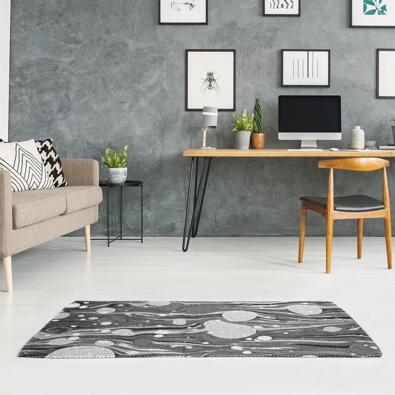 Tapis noir à tourbillons paint Mcguigan, Rectangle 2 pi x 3 pi