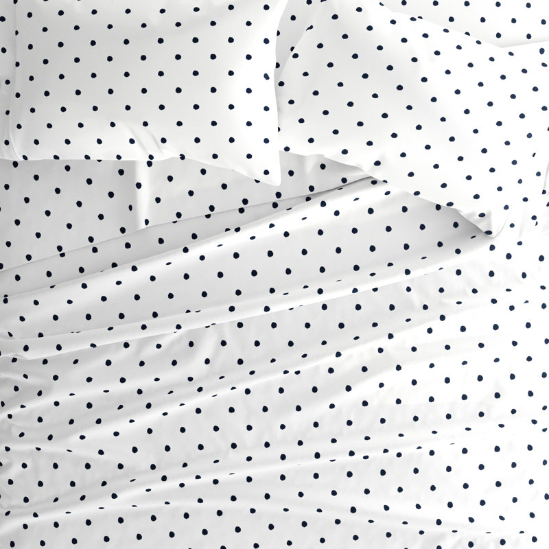 Navy Polka Dot Full Microfiber Sheet Set