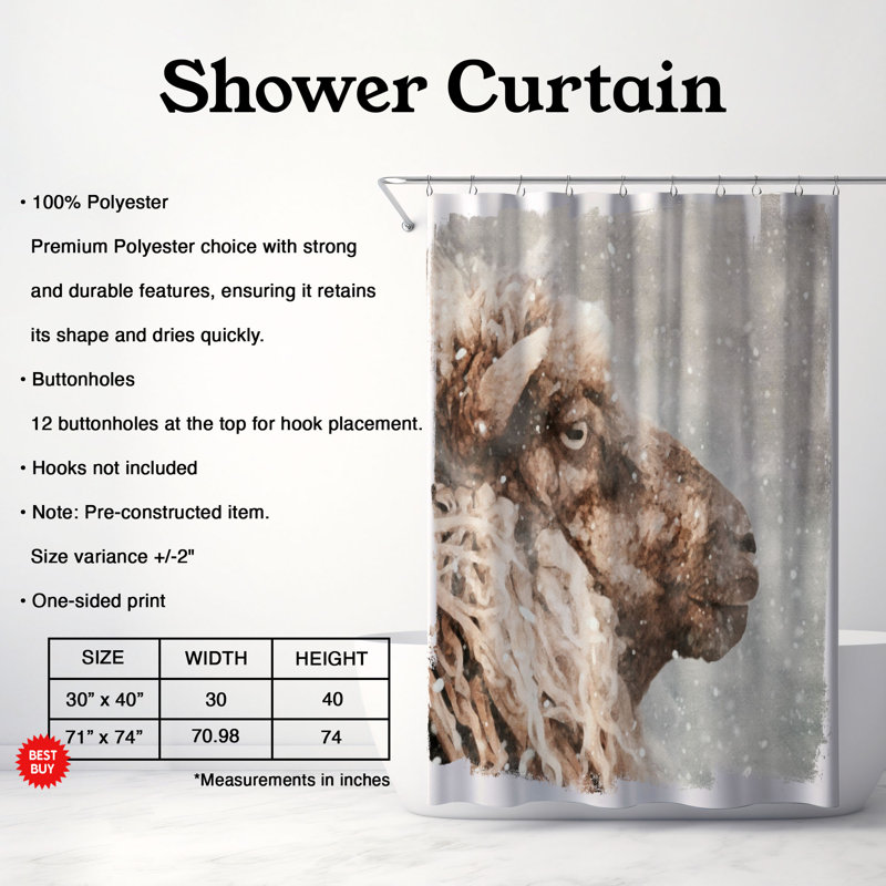 Rideau de douche Lakshan, H 74 po x l 71 po