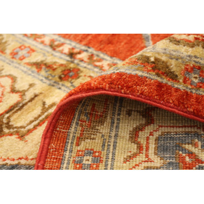 Tapis rouge en laine oriental à la main 8 pi 0 po x 10 pi 0 po one-of-kind-noué la Chobi