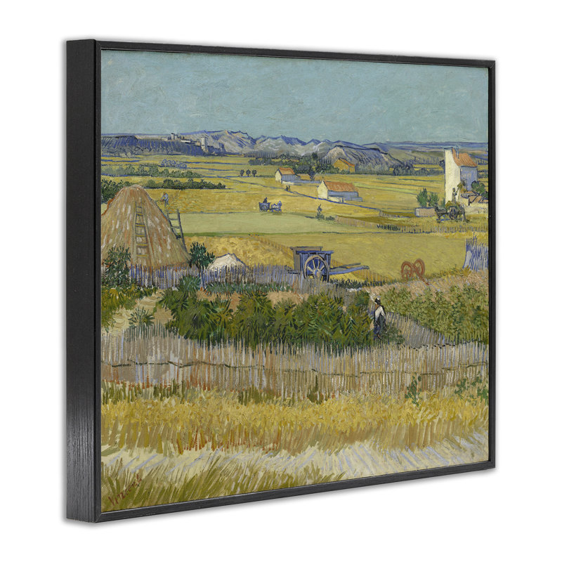 Van Gogh, la récolte, estampe numérique du paysage par one1000paintings, Giclée encadrée noir minuit, H 16 po x l 20 po