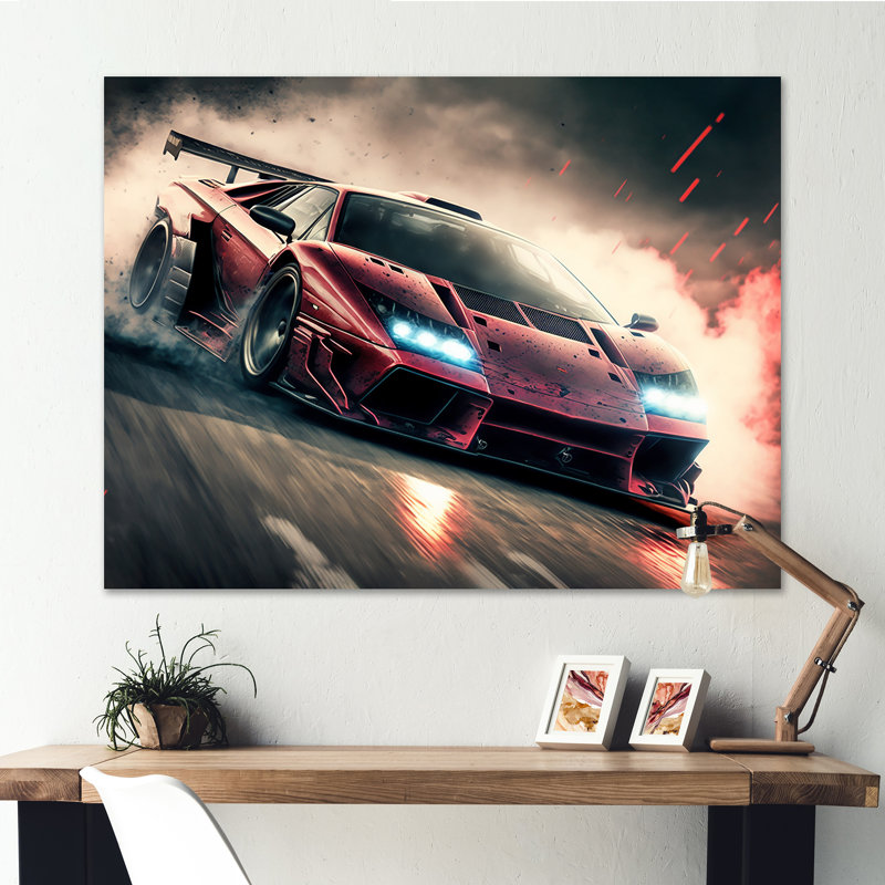 Décoration murale rouge rouge italien Lambo, H 16 po x l 32 po x P 1 po