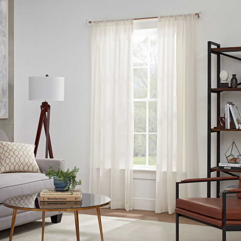 Ensemble de tringle à rideaux de 5/8 po de diamètre Mode Simplicity avec embouts carrés transparents et tringle ajustable murale en acier, convient aux fenêtres de 32 à 90 po