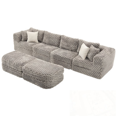 Modular Sectional Sofa with Two Movable Ottomans