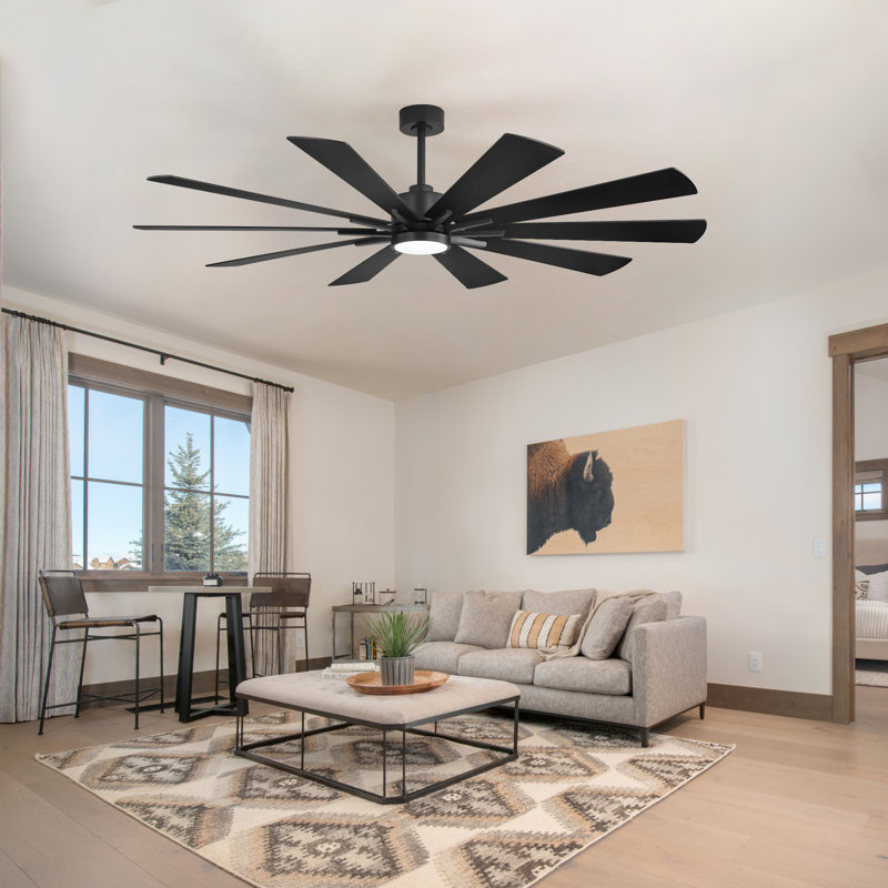 Ventilateur de plafond de ferme à 10 pales de 62 po / 72 po avec lumière et télécommande, moteur à courant continu réversible 3CCT, 6 vitesses