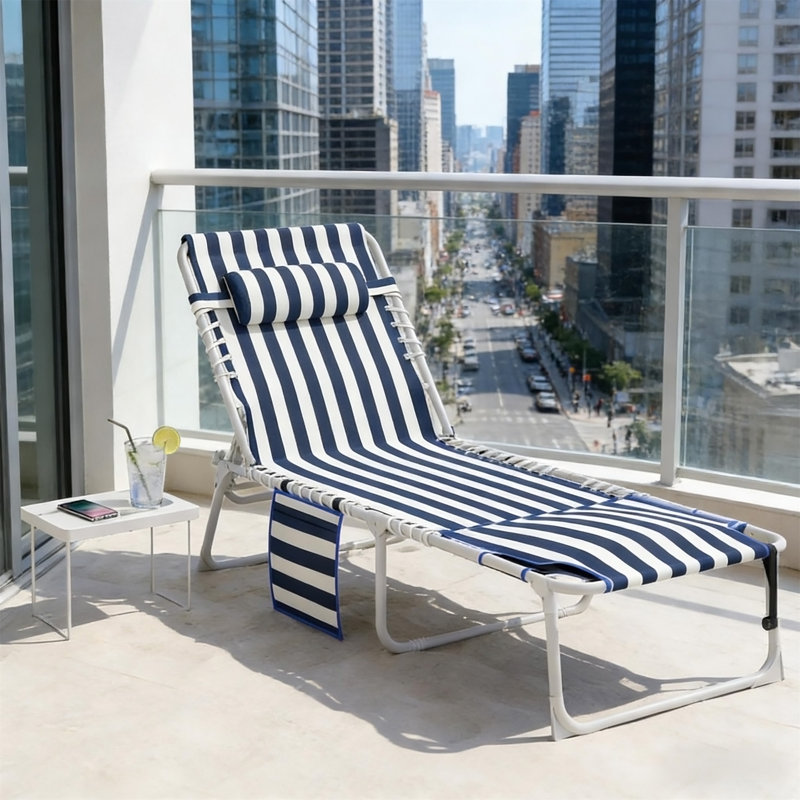 Chaise longue pliante, Blue/White