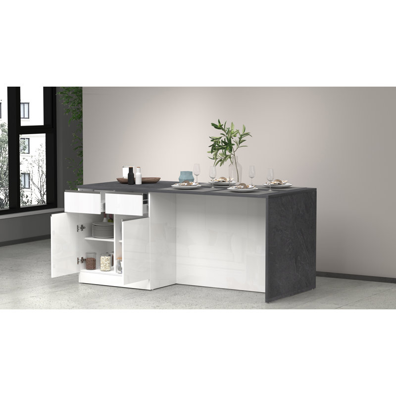 Sadrac Wood Kitchen Island, White/Grey