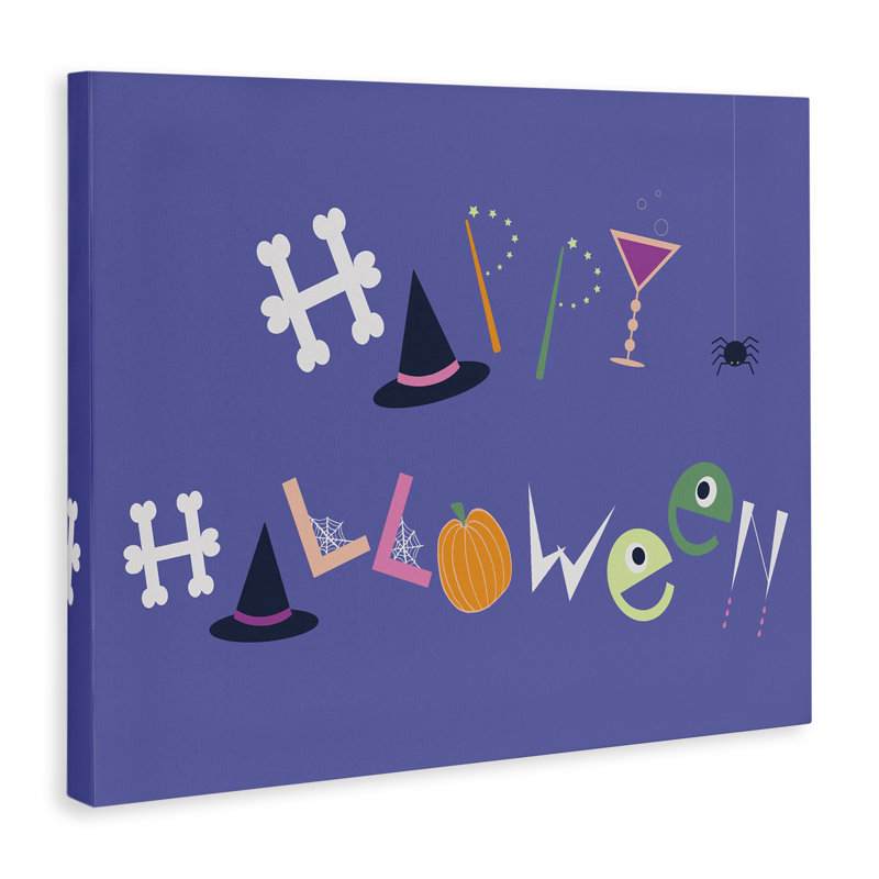 Toile éclectique «Happy Halloween», conception par Sazerelli Designs, H 16 po x l 20 po