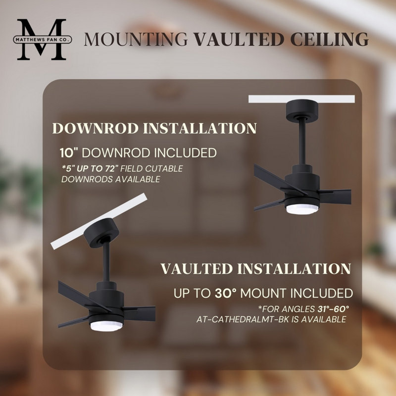Alessandra - Three Blade Transitional Ceiling Fan -LED, Walnut, Textured Bronze, 56"