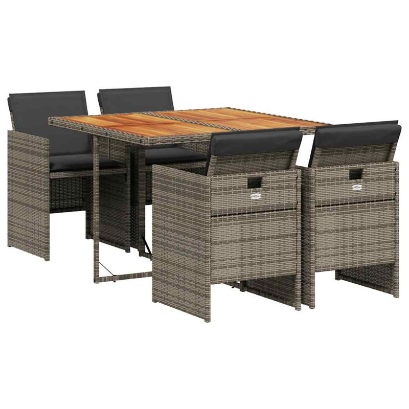 Patio Dining Set Table,, 5 Pieces: Table, 4 Chairs, 73cm H x 110cm W x 106cm D