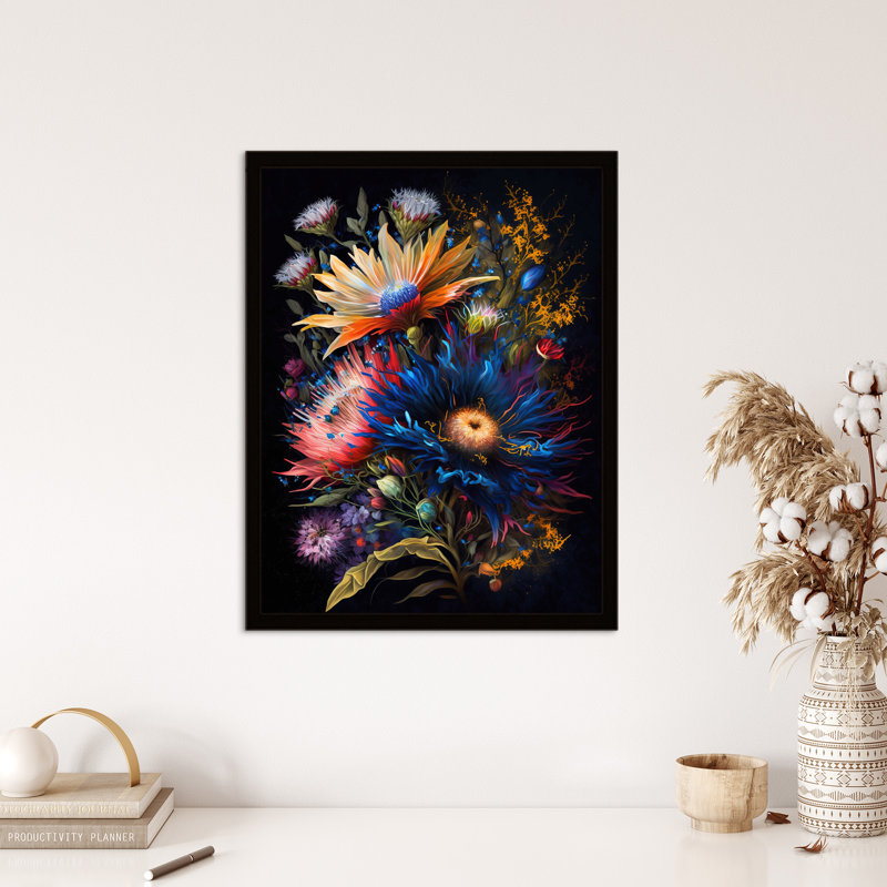 Tropical Flower Bouquet Vibrant Floral Colourful Elegant - Single Picture Frame Print