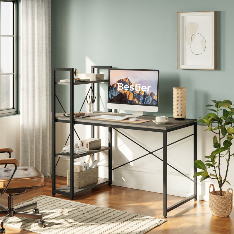 Metal Base Computer Desk, Grey, 121cm H x 120cm W x 64cm D
