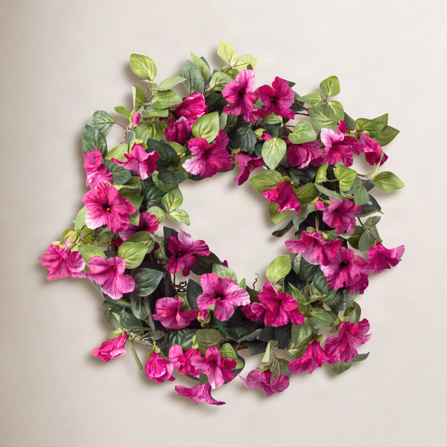 Handcrafted Silk Wreath, 22" H x 22" W x 6" D