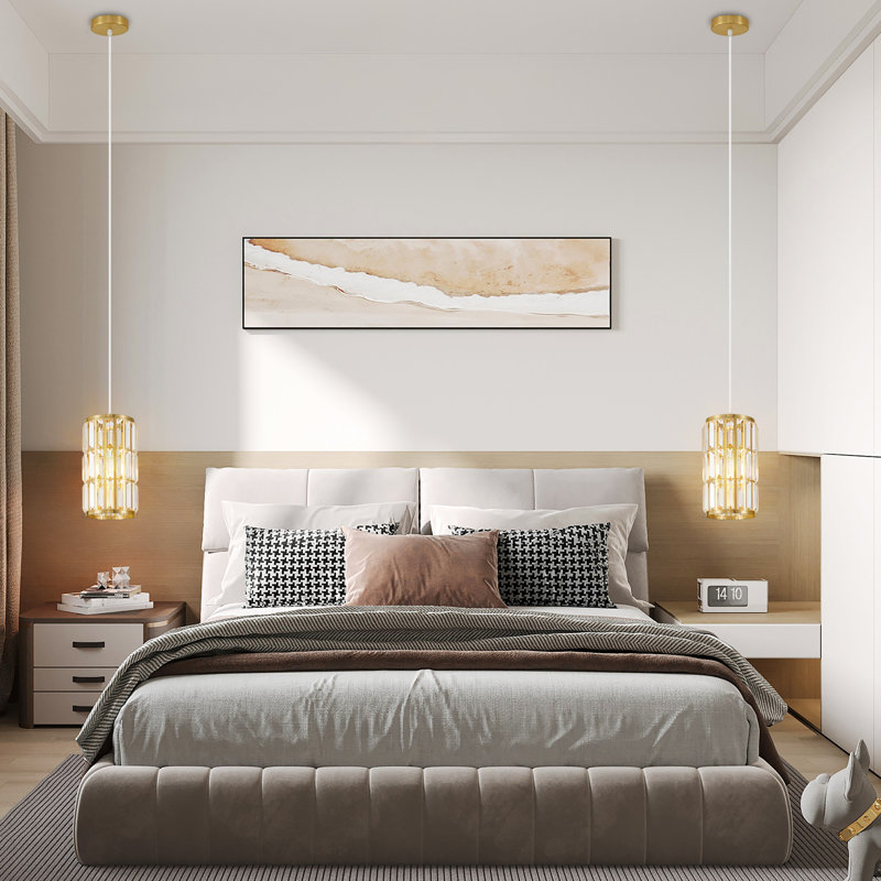 Luminaire suspendu simple en cristal Katey, Doré