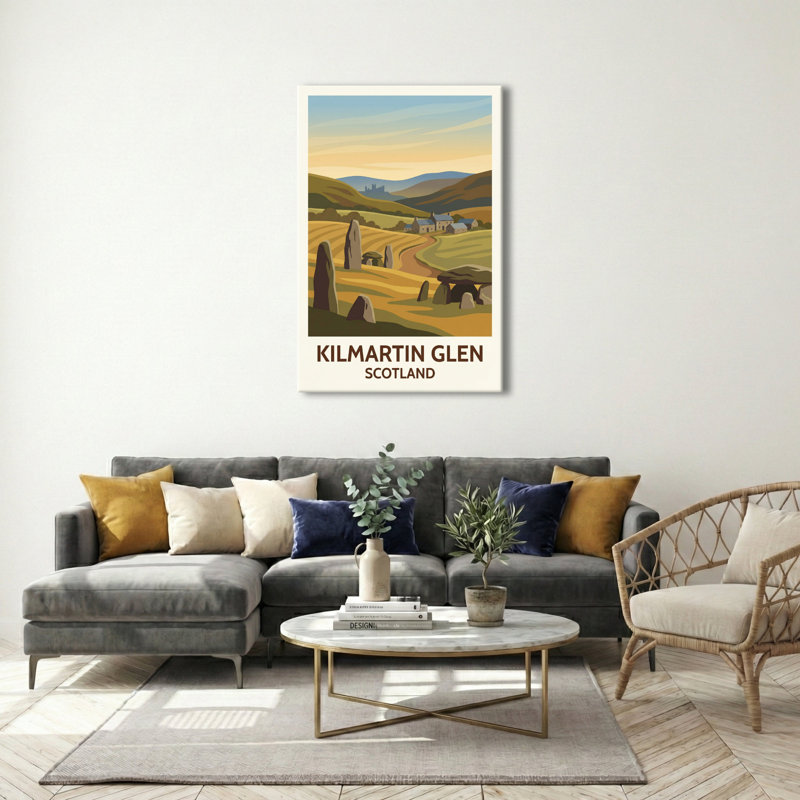 Kilmartin Glen, Scotland - Timeless Standing Stones And Misty Glens Travel Poster. Giclee Print On Wrapped Canvas. Wall Art, Home Decor - Historic Sites & Ruins, Scotland - Wrapped Canvas Print