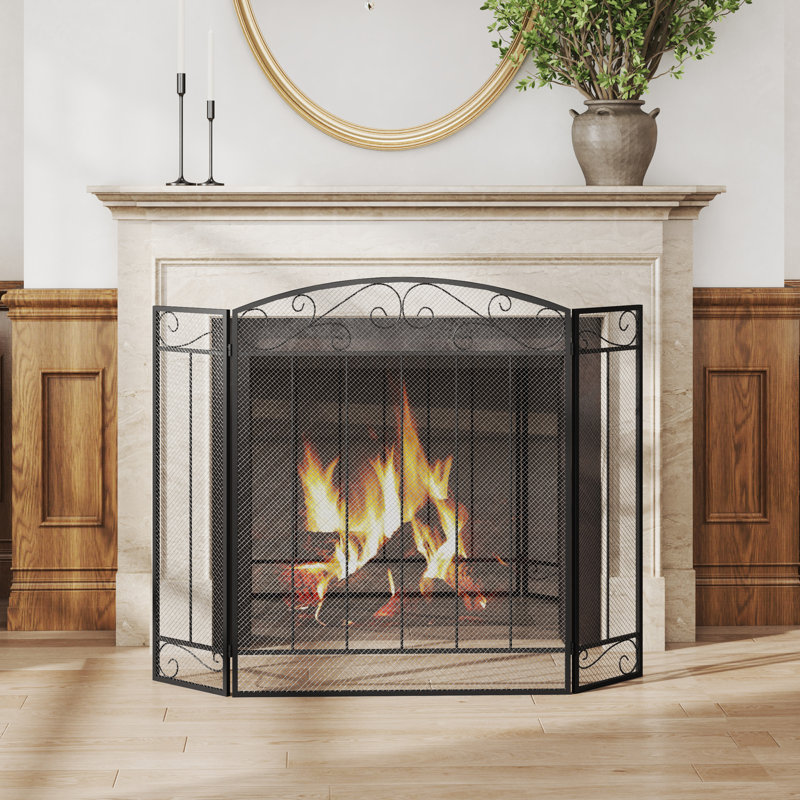 Averett 3 Panel Steel Fireplace Screen