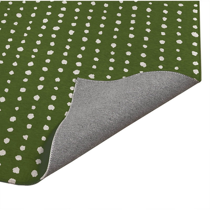 Tapis de cuisine Dot Row, Vert olive, Rectangle 5 pi x 7 pi