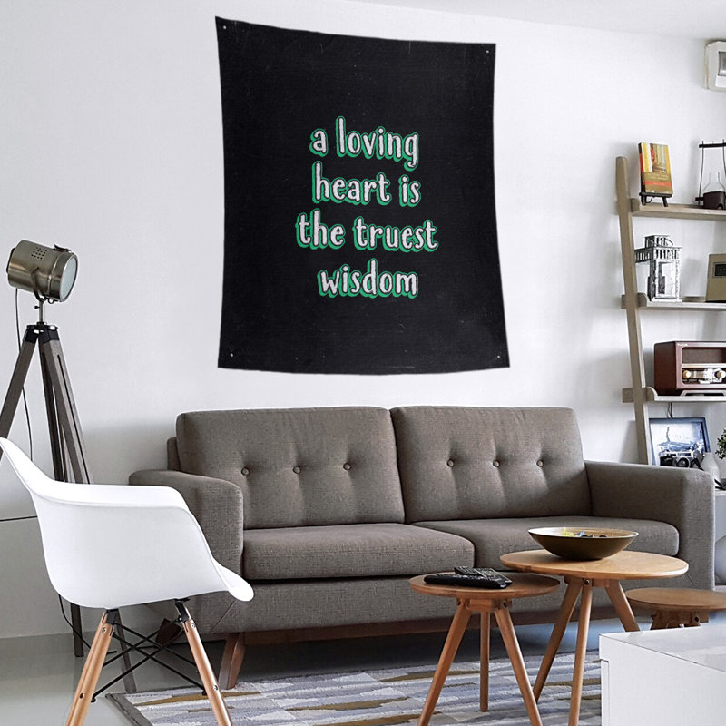 Tapisserie en polyester avec citation en polyester, H 104 po x l 88 po, Vert