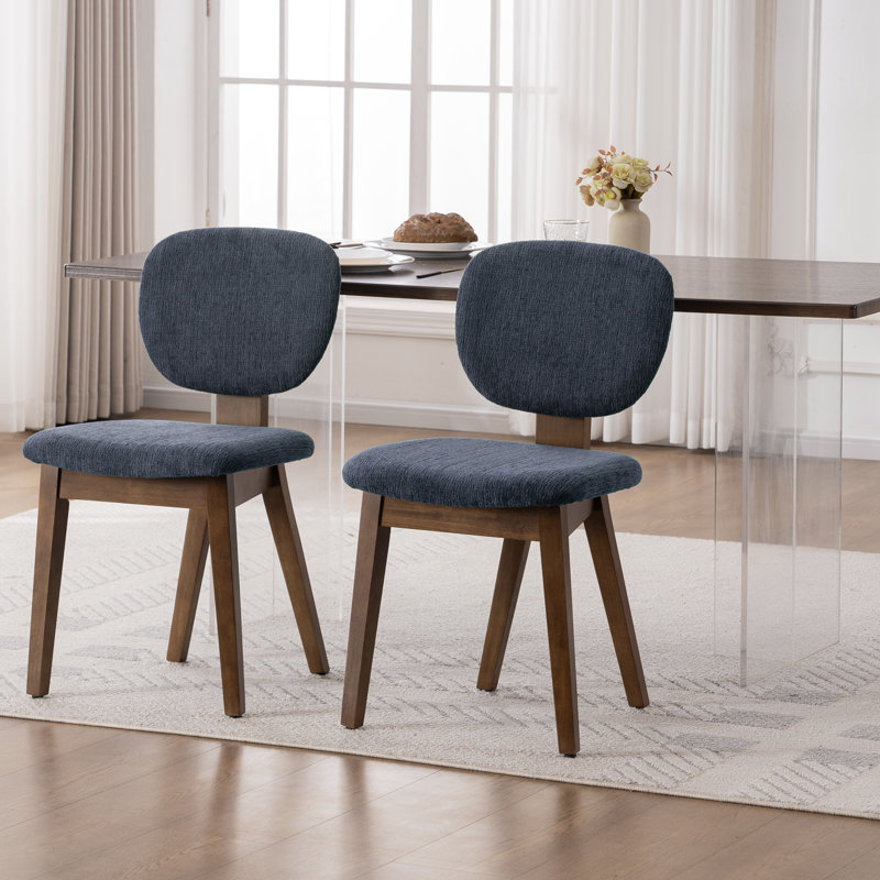 Chaises d'appoint rembourrées avec pieds en bois massif, Brun, Bleu