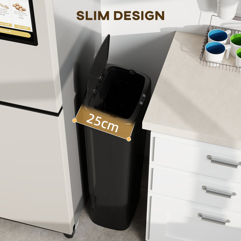 Stainless Steel, Plastic Motion Sensor, Touch Top Kitchen Trash Can - 50L, Black