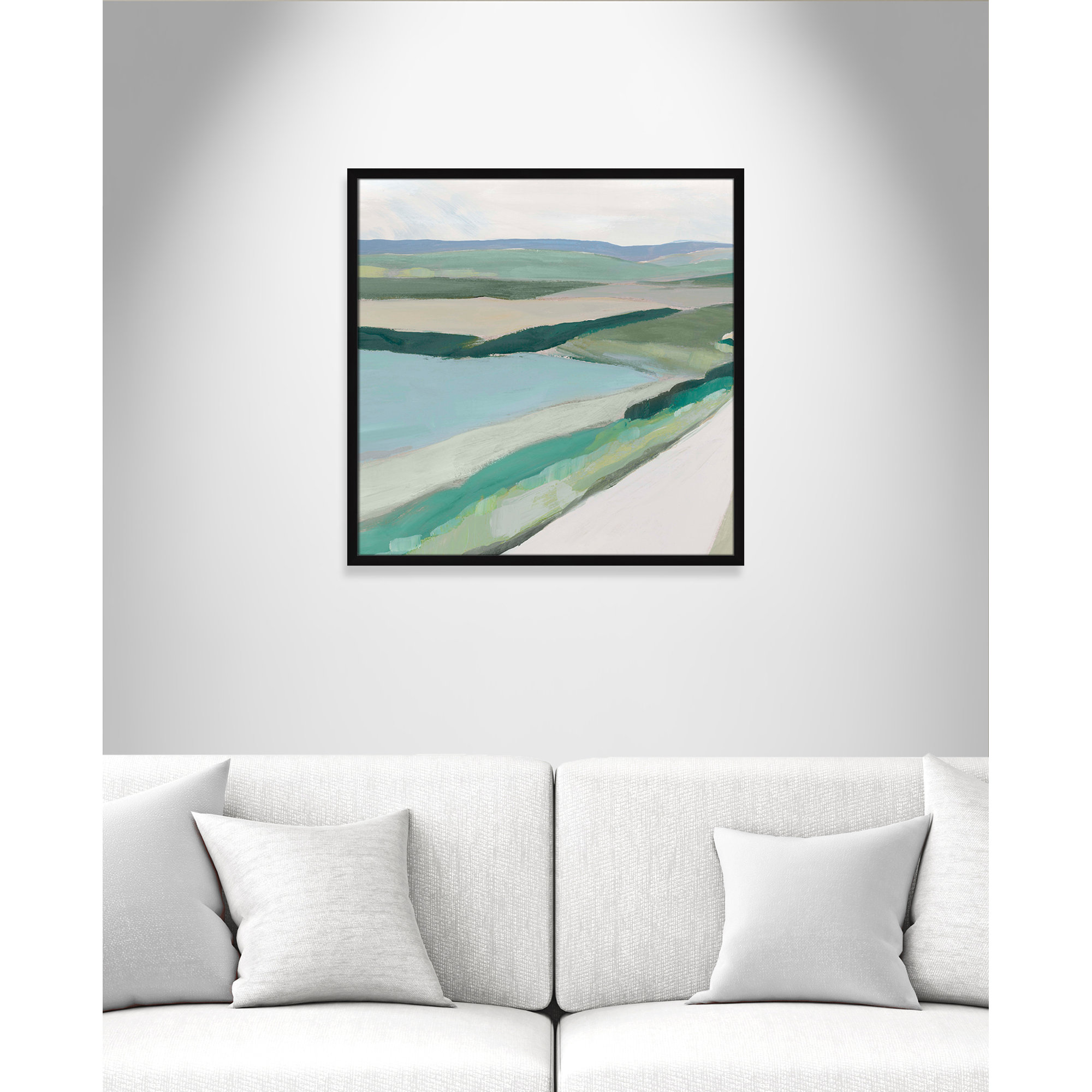 Fields Of Green I by - Single Picture Frame Print, Satin Black Framed, 27.5" H x 27.5" W x 1.25" D