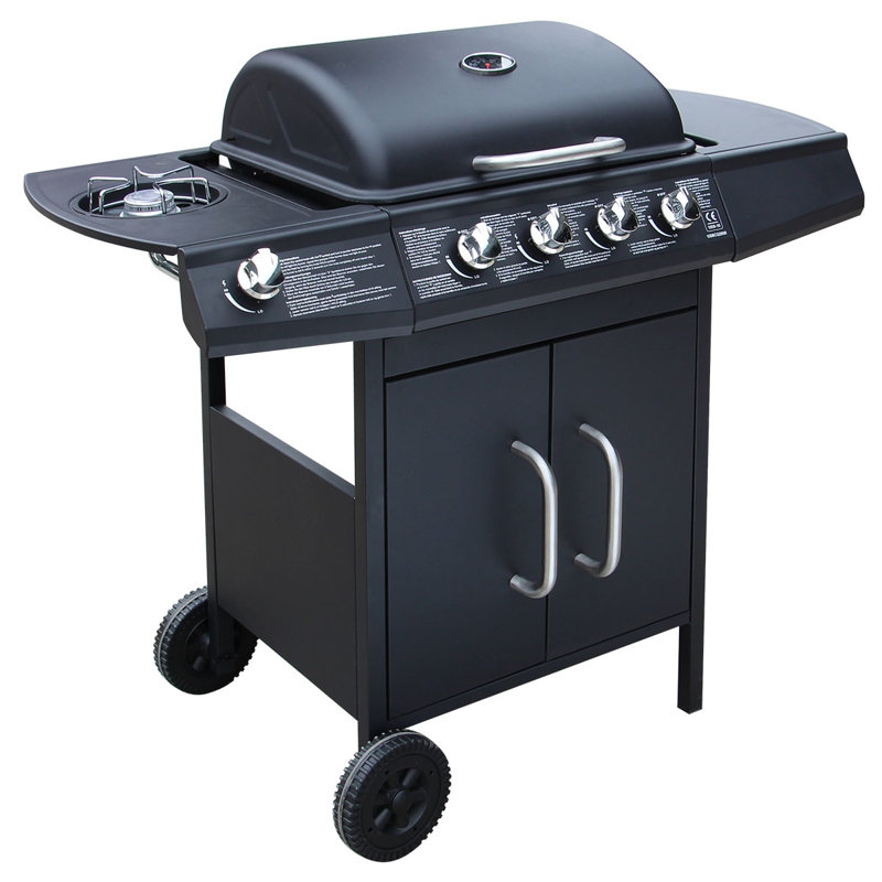 Gas Barbecue Grill 4+1 Cooking Zone, Black