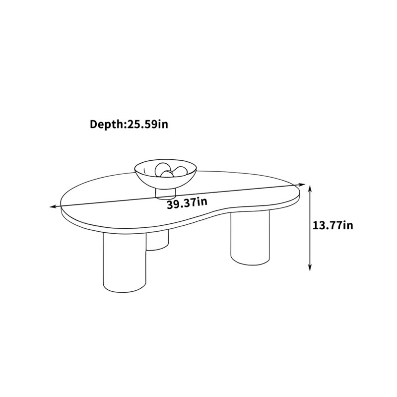 Table basse au design moderne unique, H 13,77 po x L 39,37 po x l 25,59 po, Noir