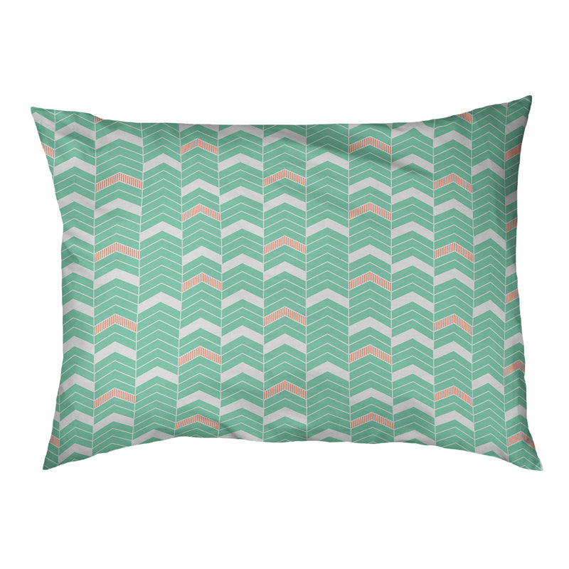 Coussin de concepteur lineed Chelan, Petit (L 28 po x l 18 po), Vert / Orange