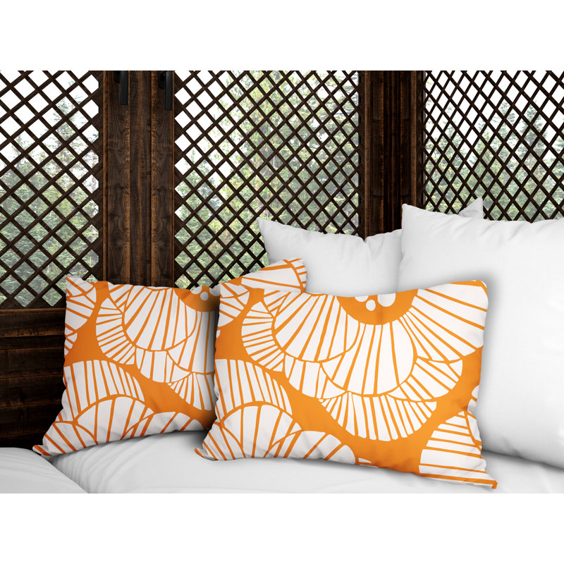 Polyester / Mélange de polyester Housse de coussin rectangulaire intérieure / extérieure lombaire et insert, Orange