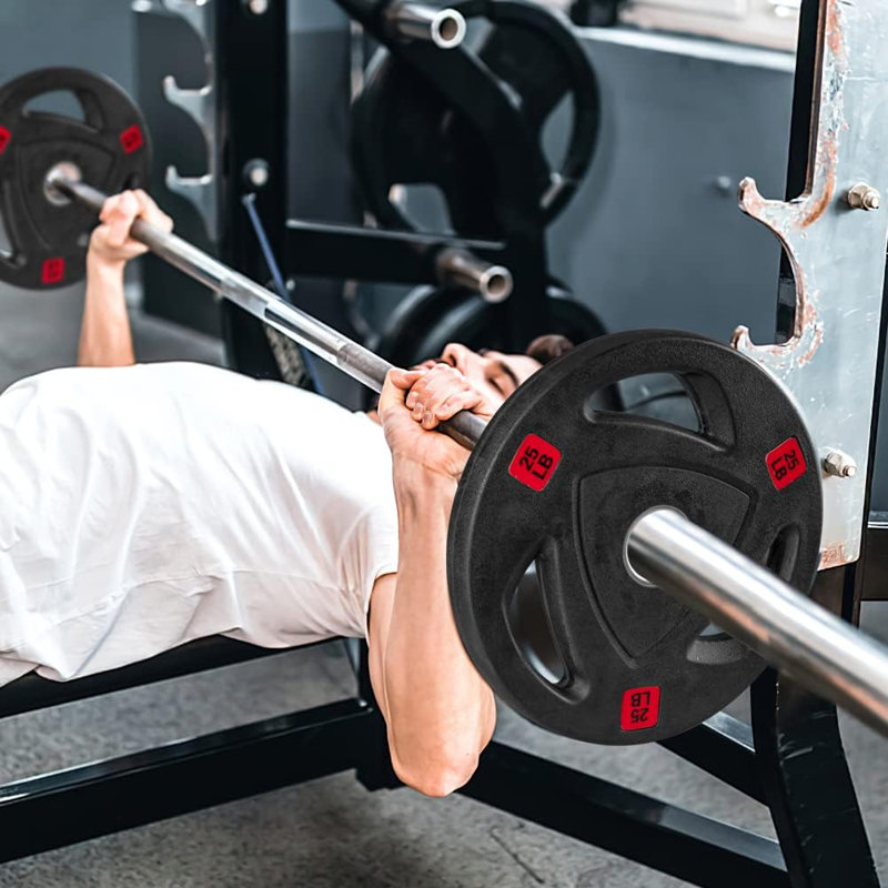 Plaques de poids en caoutchouc de 2 pouces - Entraînement en force olympique, haltérophile et musculation, 25 lb