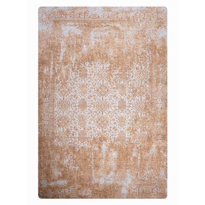 Tapis en laine écologique tissés à la main - 120 x 180 cm, rectangulaire | Bleu pâle et brun, style oriental, épais, à poils longs, antidérapant, idéal pour le salon et la chambre.