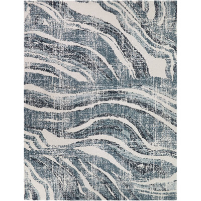 Julio Blue Wavy Abstract Area Rug