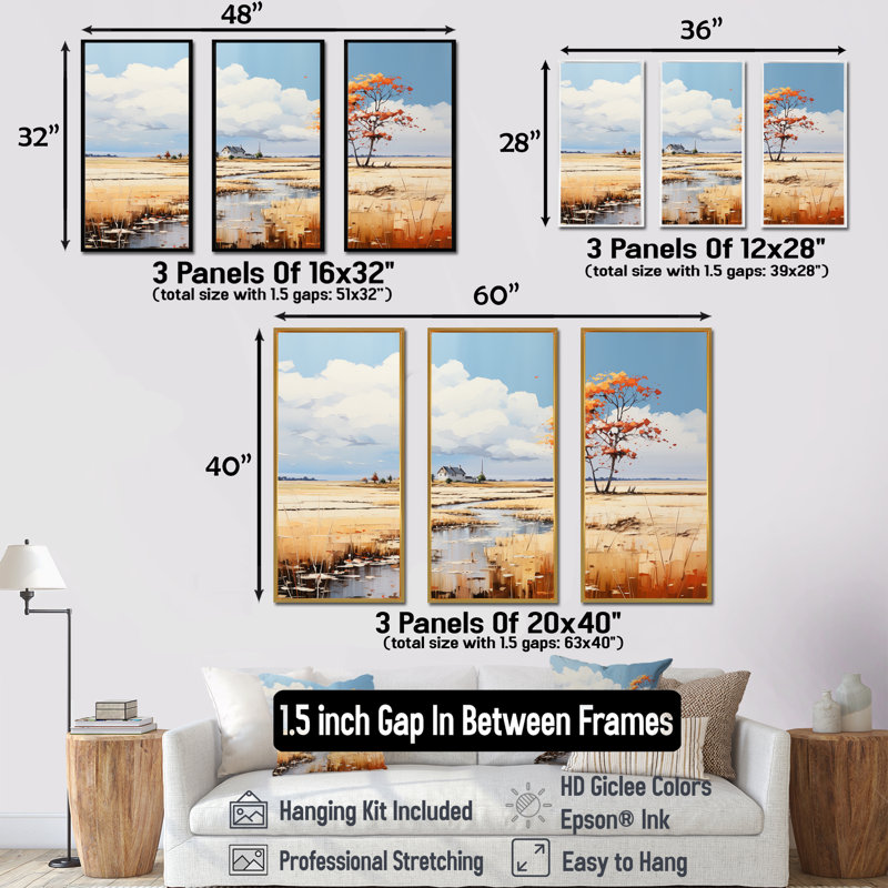 Ensemble de décorations murales Prayies Endless Meadows, H 40 po x l 60 po x P 1 po, Cadre naturel flottant