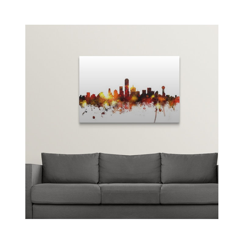 «Francy Dallas Texas Skyline» par Michael Tompsett, impression, H 32 po x l 48 po x P 1,5 po, Toile