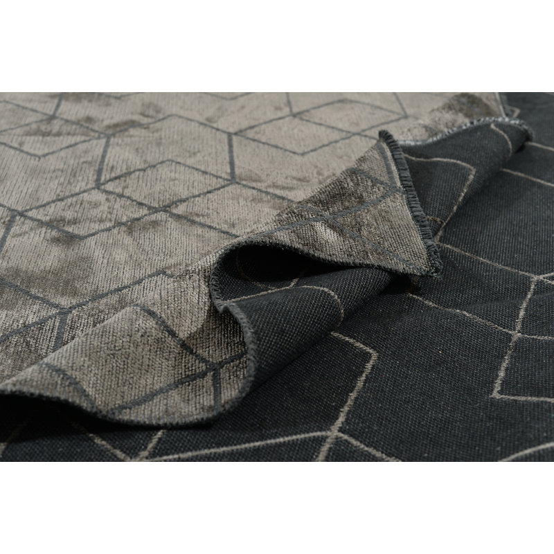 Rapture Geometric Flatweave/Machine Woven Acrylic/Cotton/Rayon Dark Gray Area Rug, Rectangle 7'10" x 11'2"